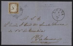 1862 - LICATA - 10 cent. bistro oliva, n° ... 