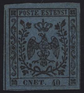 1852 - 40 cent. azzurro, n° 10f, ottimo, ... 