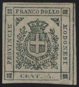 1859 - 5 cent. verde, n° 12, ottimo, molto ... 