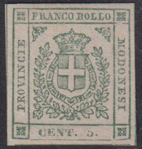 1859 - 5 cent. verde, n° 12, buonissimo ... 