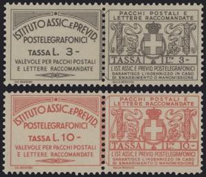 1936 - 3 e 10 Lire, Assicurativi n° 15/16, ... 