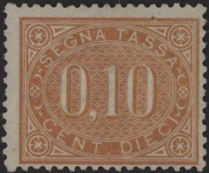 1869 - 10 cent. bruno arancio, Sx n° 2, ... 
