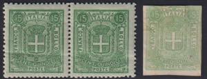 1860 - Saggio Sparre, 15 cent. verde, ... 