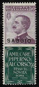 1924 - Piperno 50 cent., Pubb n° 13, ... 
