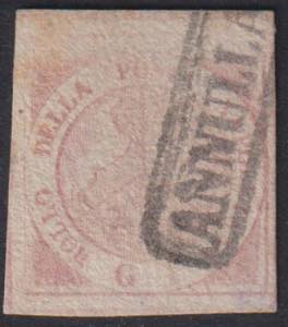 1858 - 1/2 grano rosa chiaro, n° 1, ottimo. ... 