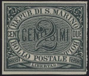1877 - 2 c. verde, n° P1, ottima.