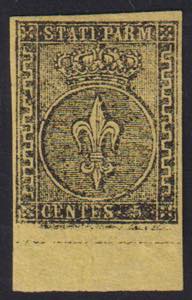 1852 - 5 cent. giallo arancio, n° 1, ... 
