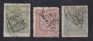 1892 - Francobolli per Stampe, n° 7+ 8 + 9.