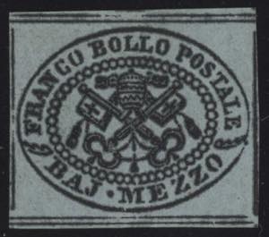 1852 - Mezzo bajocco grigio azzurro, n° 1a, ... 