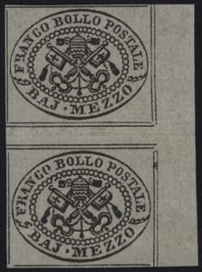 1852 - Mezzo bajocco grigio lilla, n° 1c, ... 