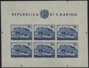 1951 - UPU 200 Lire non dentellato, BF n° ... 