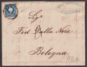 1861 - 15 k. azzurro, n° 16, II tipo, su ... 