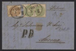 1866 - 3 Kr. verte (cp) + 10 Kr. bistro, n° ... 