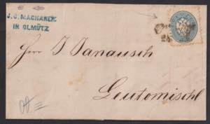 1865 - 10 k. azzurro, n° 30, su lettera da ... 