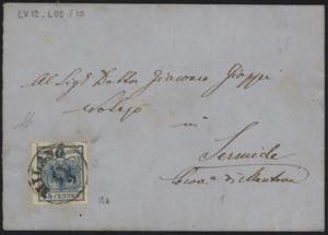1850 - 45 cent. azzurro vivo III tipo, n° ... 