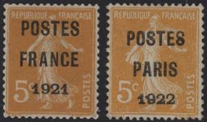 1921/22 - Preobliterati 5 cent., n° 30 + ... 