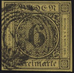 1853/58 - 6 k. giallo, n° 8 (Mi n° 7), ... 