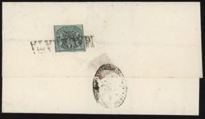 1852 - MACERATA - 1 baj. verde azzurro, n° ... 