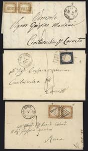1863 - Tre lettere con annulli pontifici su ... 