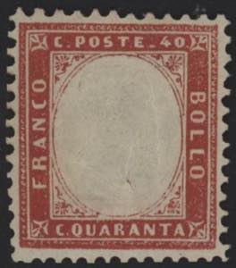 1862 - 40 cent. rosso carminio, n° 3, ... 