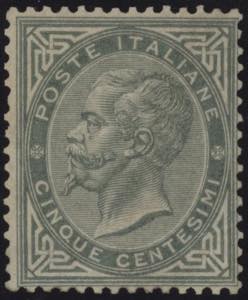 1863 - 5 cent. Torino, n° T16, ottimo, ... 