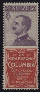 1924 - Columbia 50 c., Pubb n° 11, ottimo.
