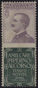 1924 - Piperno 50 cent., Pubb n° 13, ... 