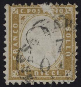 1862 - 10 c. bistro giallastro, n° 1, ... 