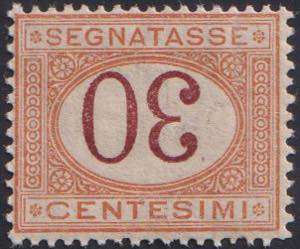 1890/94 - 30 cent., Sx n° 23a, con cifra ... 