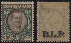 1922 - Floreale 1 Lira sovrastampa del II ... 