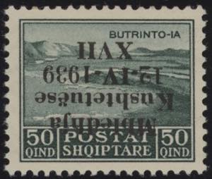 1939 - 50 q. con sovrastampa capovolta, n° ... 