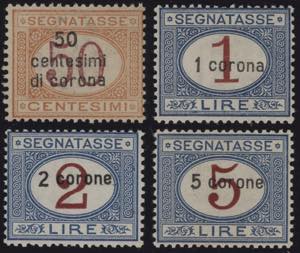 1922 - Sovrastampa in Corone, Sx n° 1/4, ... 