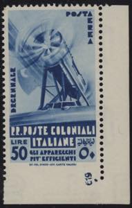 1933 - Decennale 50 L., PA n° 29b, non ... 