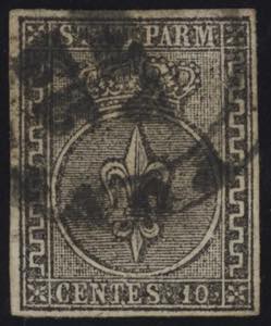 1852 - 10 cent. bianco, n° 2, ottimo.