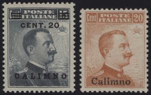 1912 - Soprastampati CALIMNO, n° 8/9, ... 