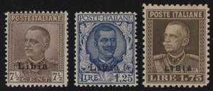 1928 - Sovrastampata LIBIA, n° 78/80, ... 