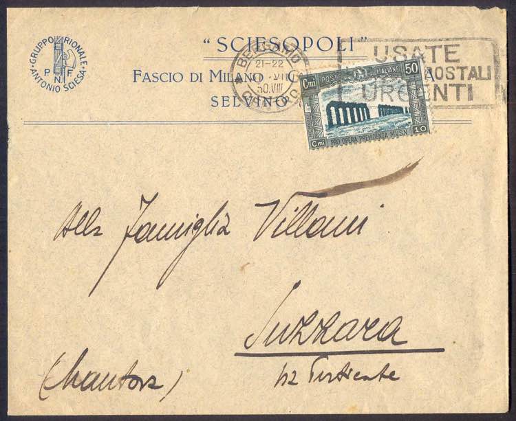 Lettera con Milizia III c.50 (+10) ... 