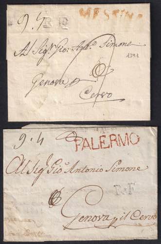 1791/1801 Due Lettere da MESSINA e ... 