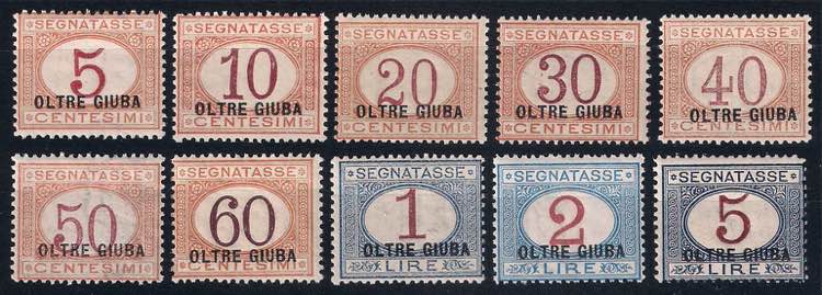 OLTRE GIUBA - 1925 Segnatasse cpl. ... 