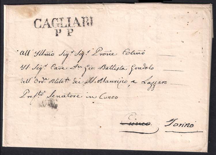 1838 Lettera con lineare CAGLIARI ... 