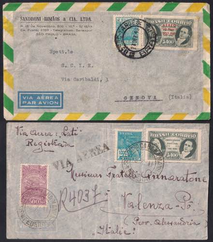 BRASILE - 1941/49 Due lettere via ... 