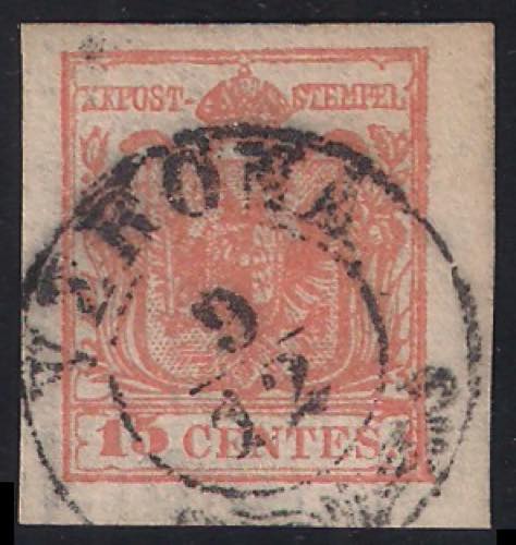 1852 c.15 rosso 3° tipo carta ... 