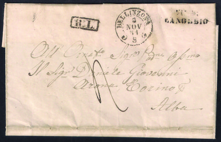 1851 Lettera da BELLINZONA 3 ... 