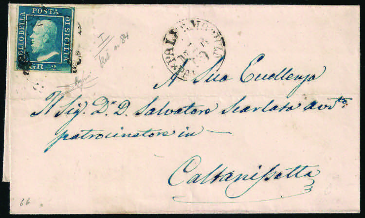 1859 Lettera con gr.2 azzurro I ... 