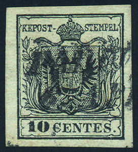 1857 Stemma c.10 nero carta a ... 