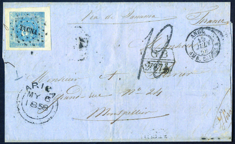 1858 Lettera con d.1 azzurro (3) ... 