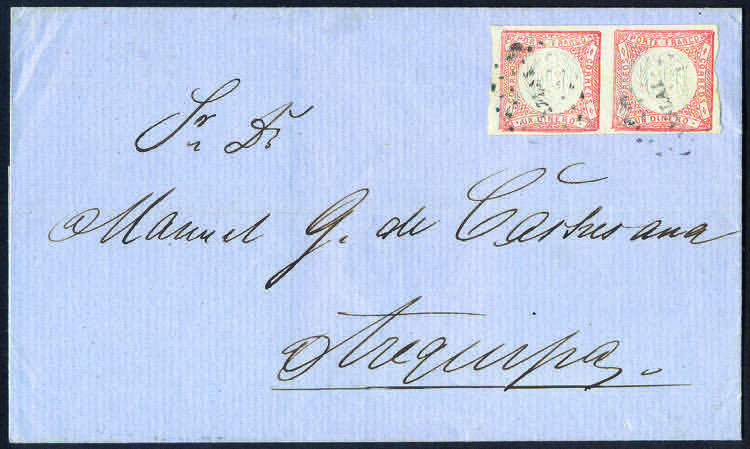 1867 Lettera con coppia d.1 rosso ... 