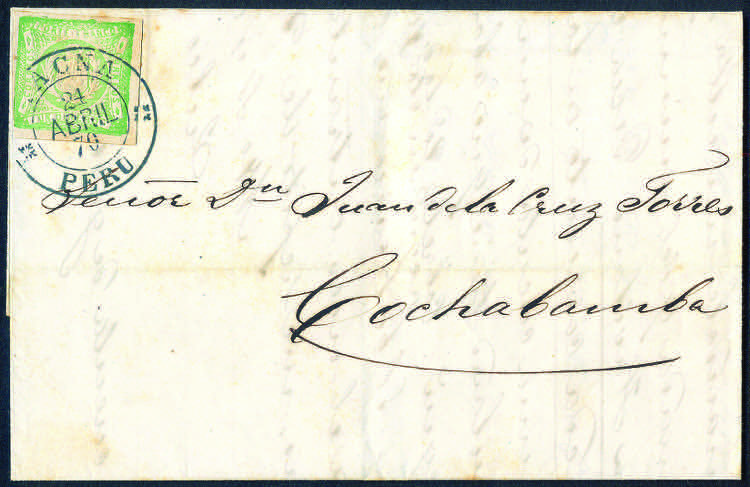 1870 Lettera con d.1 verde giallo ... 