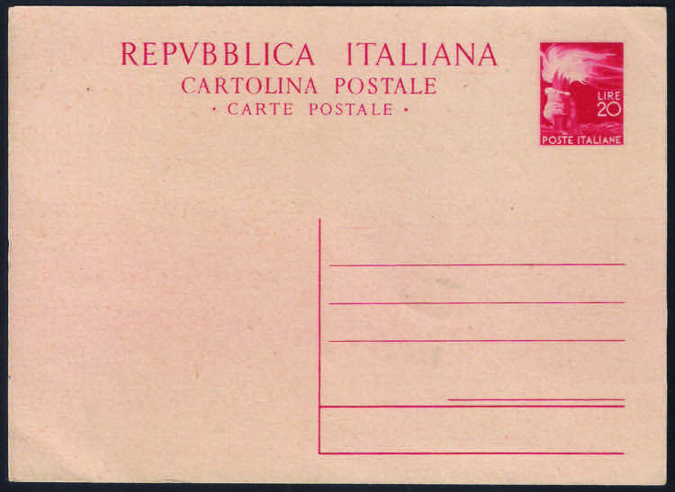 Cartolina postale L.20 rosso (C135 ... 