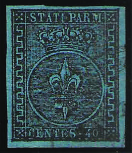 1852 Giglio c.40 azzurro (5 ... 